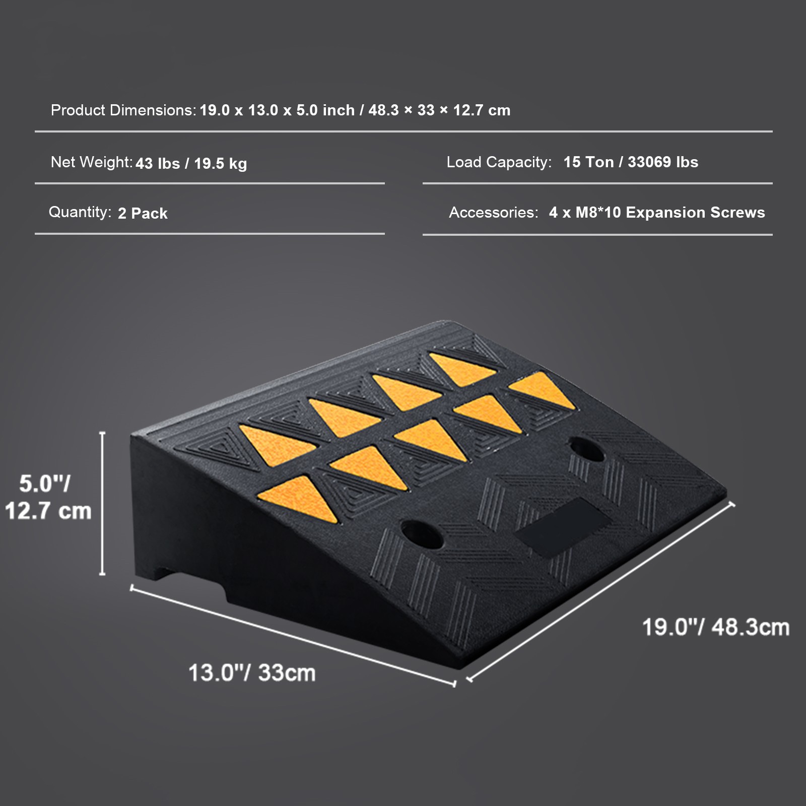 Heavy-duty Rubber Curb Ramps For Driveways And Thresholds 2 Pack_voghion.com